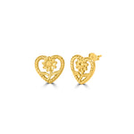 Load image into Gallery viewer, Floral Heart Drop Earrings