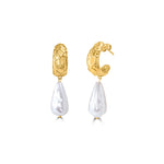 Load image into Gallery viewer, Orbit Pearl Drop Hoops