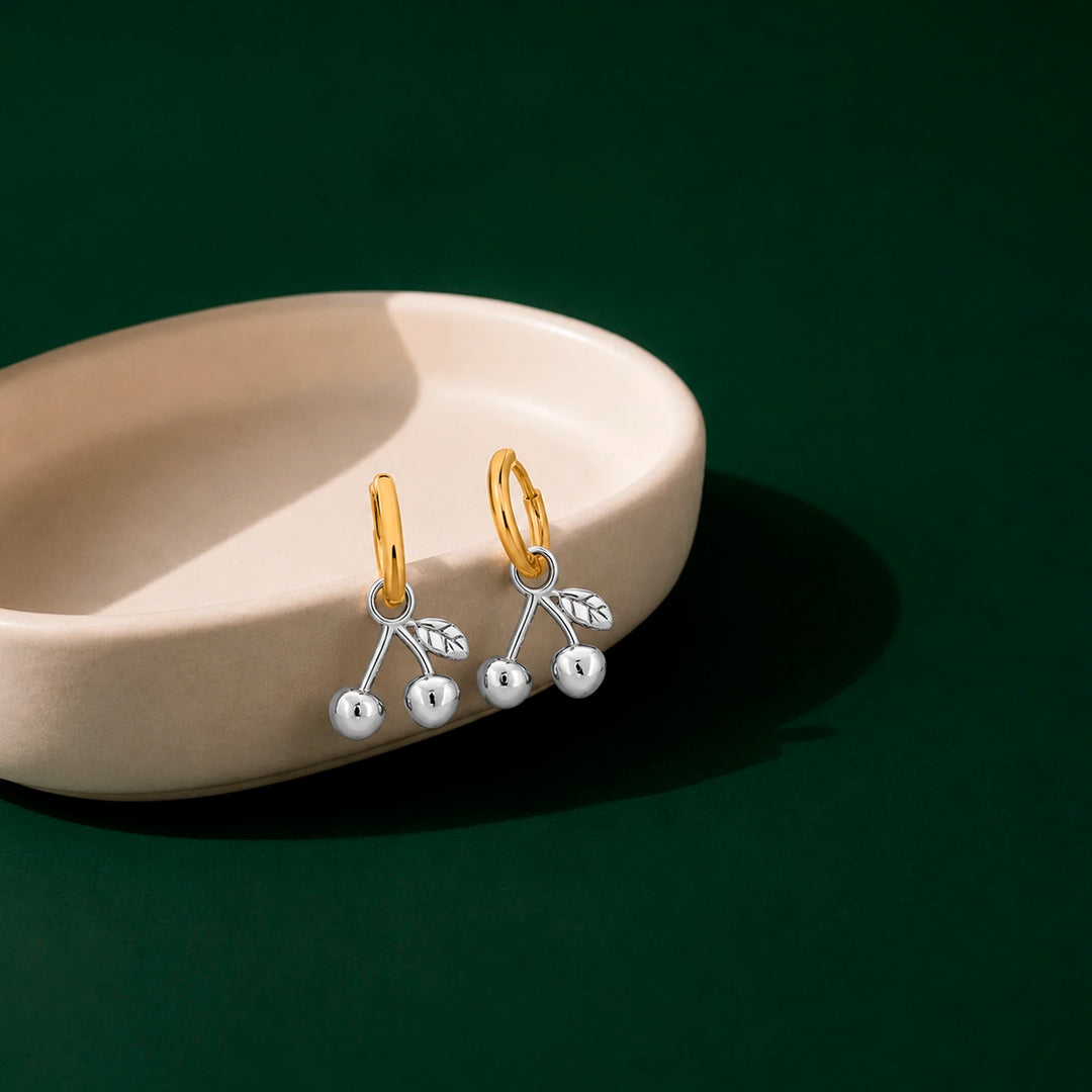 Dual Tone Cherry Earrings