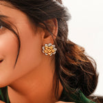 Load image into Gallery viewer, Dual Tone Floral Earrings
