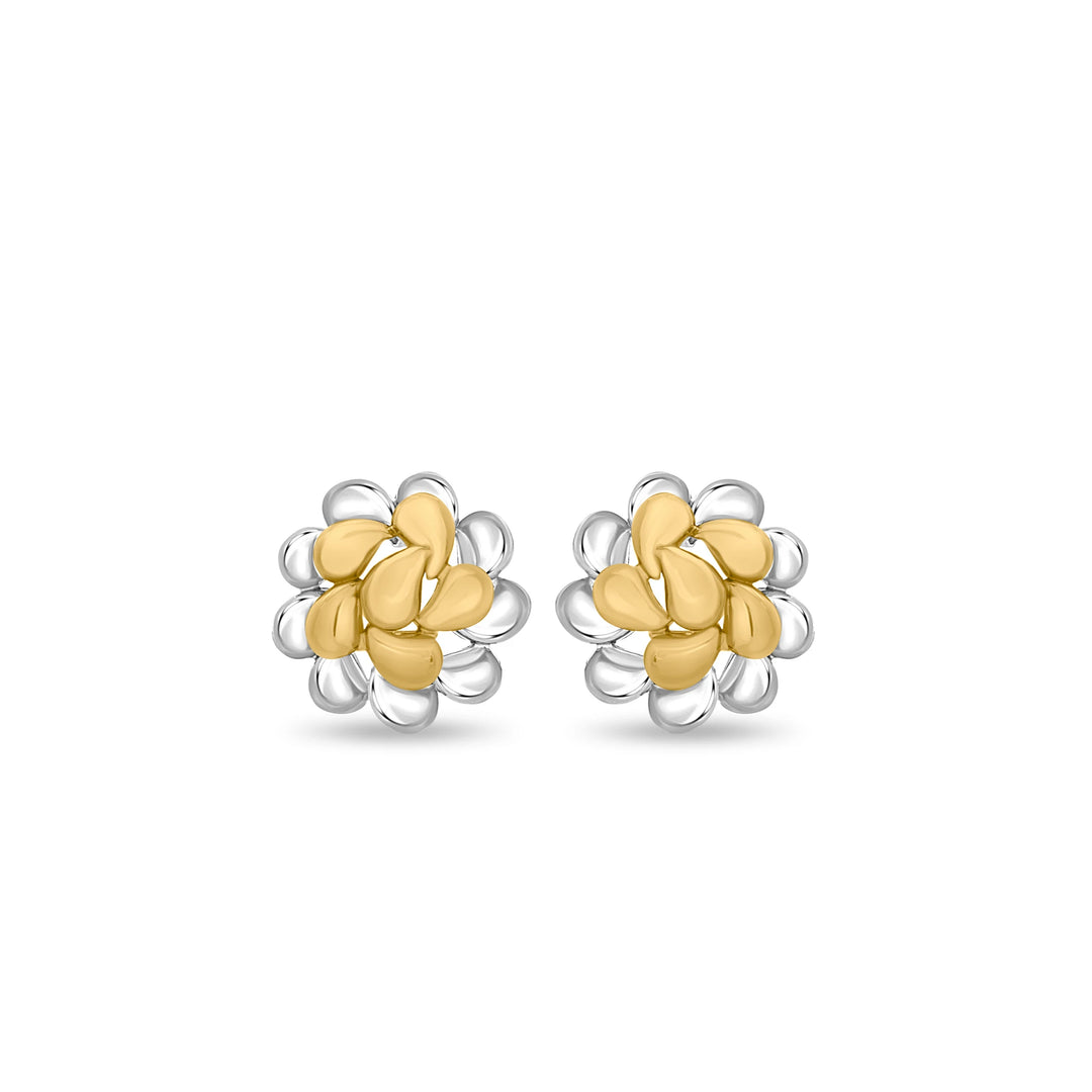 Dual Tone Floral Earrings