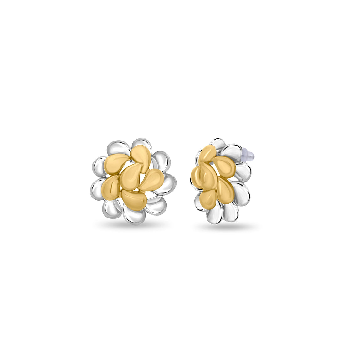 Dual Tone Floral Earrings