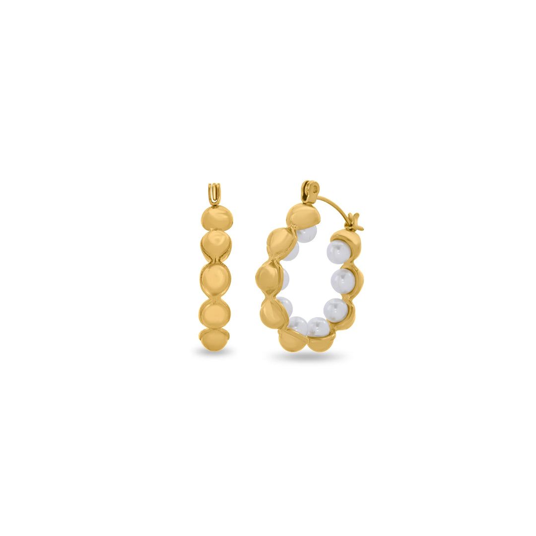 Half Pearl Hoop Earrings