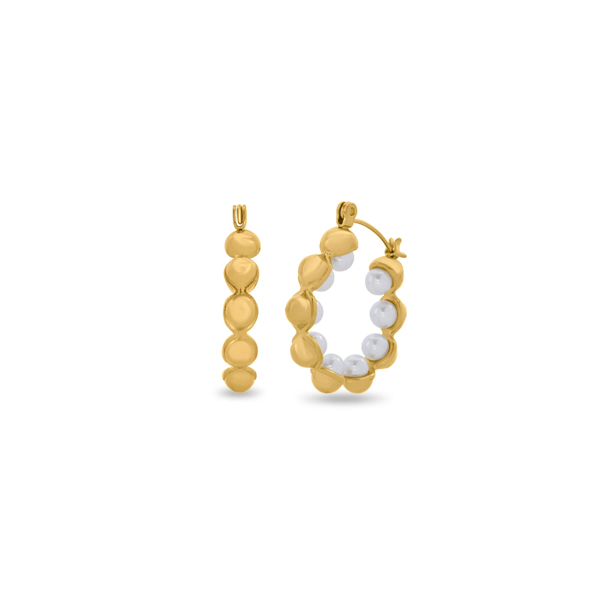 Half pearl hoop earrings