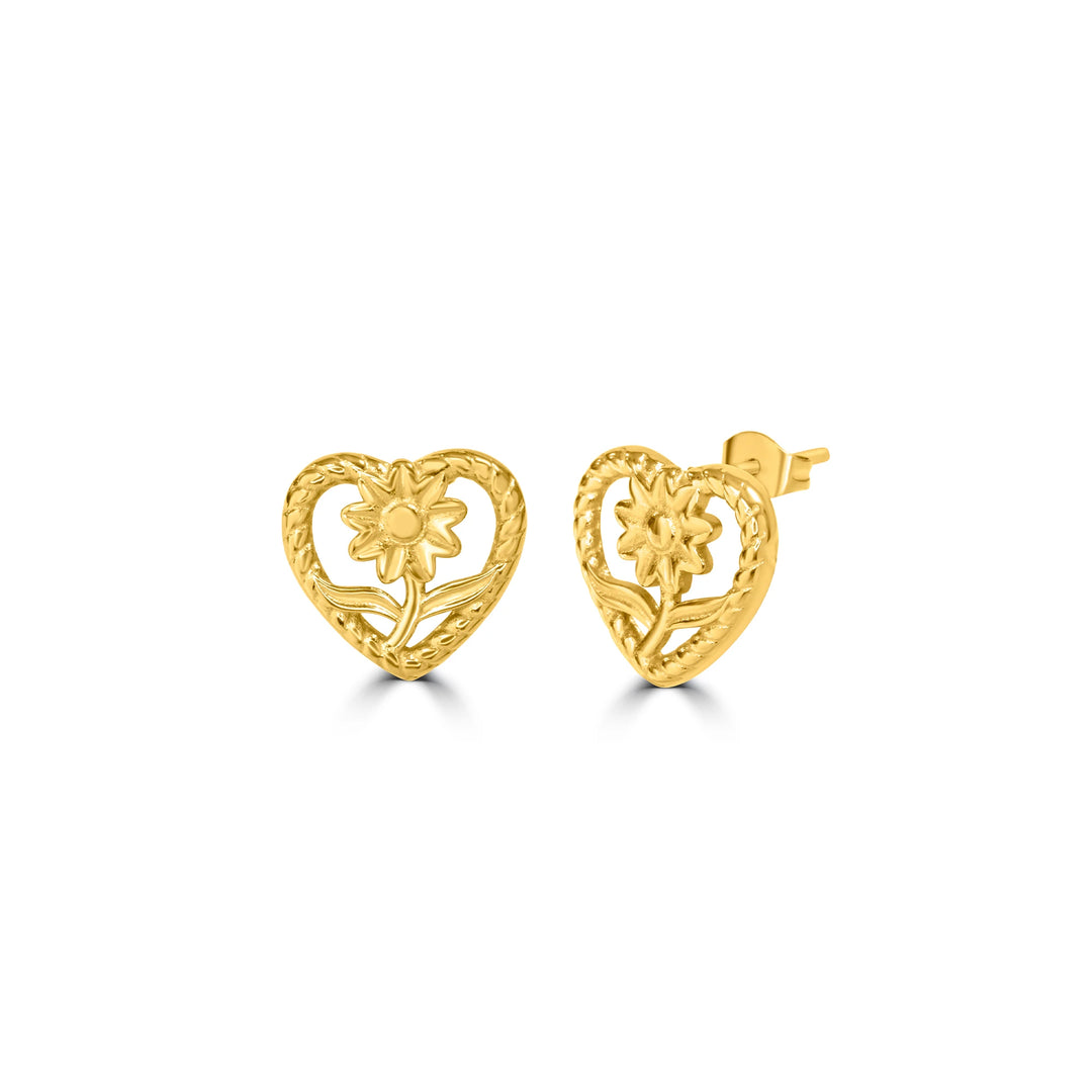Floral Heart Drop Earrings