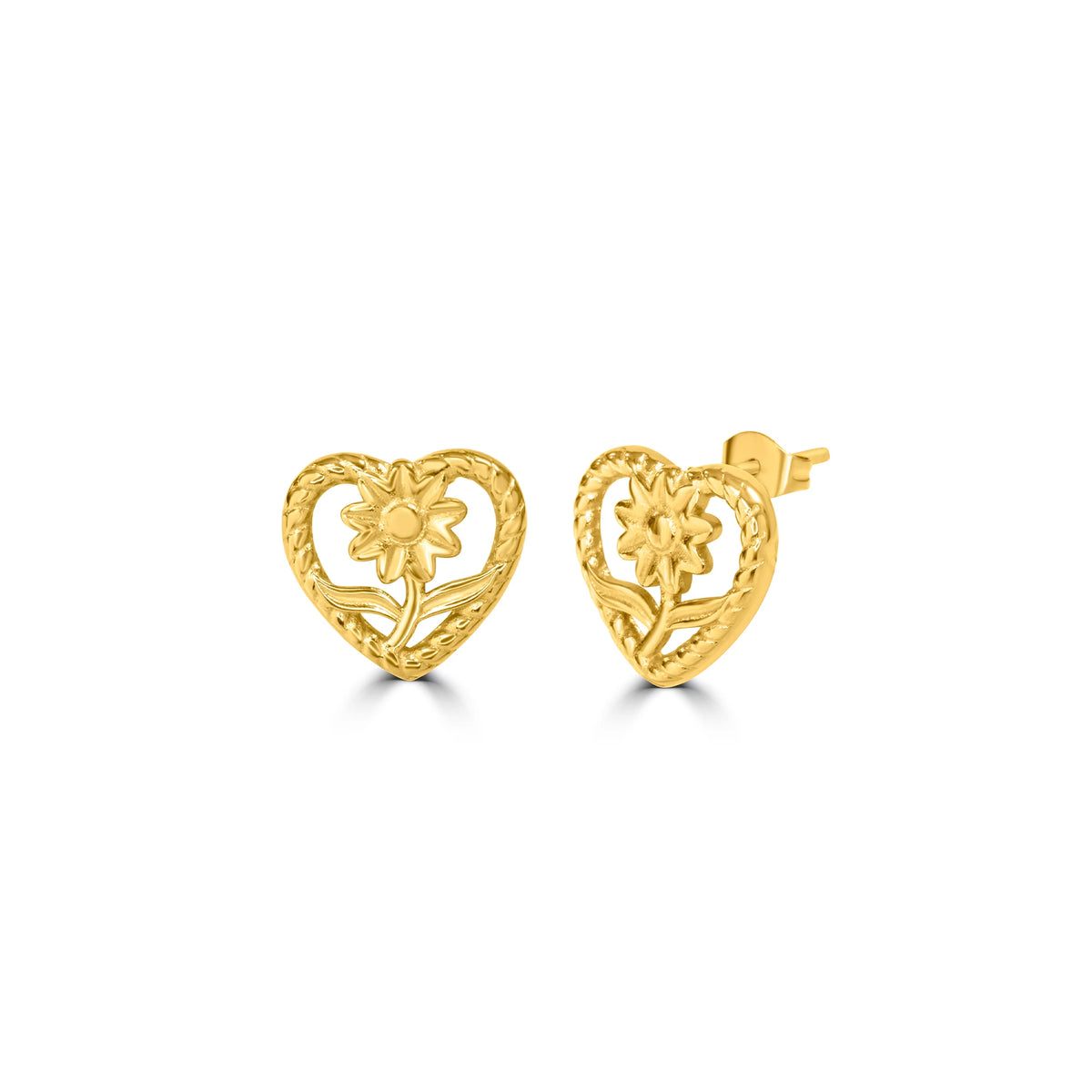 Floral heart drop earrings