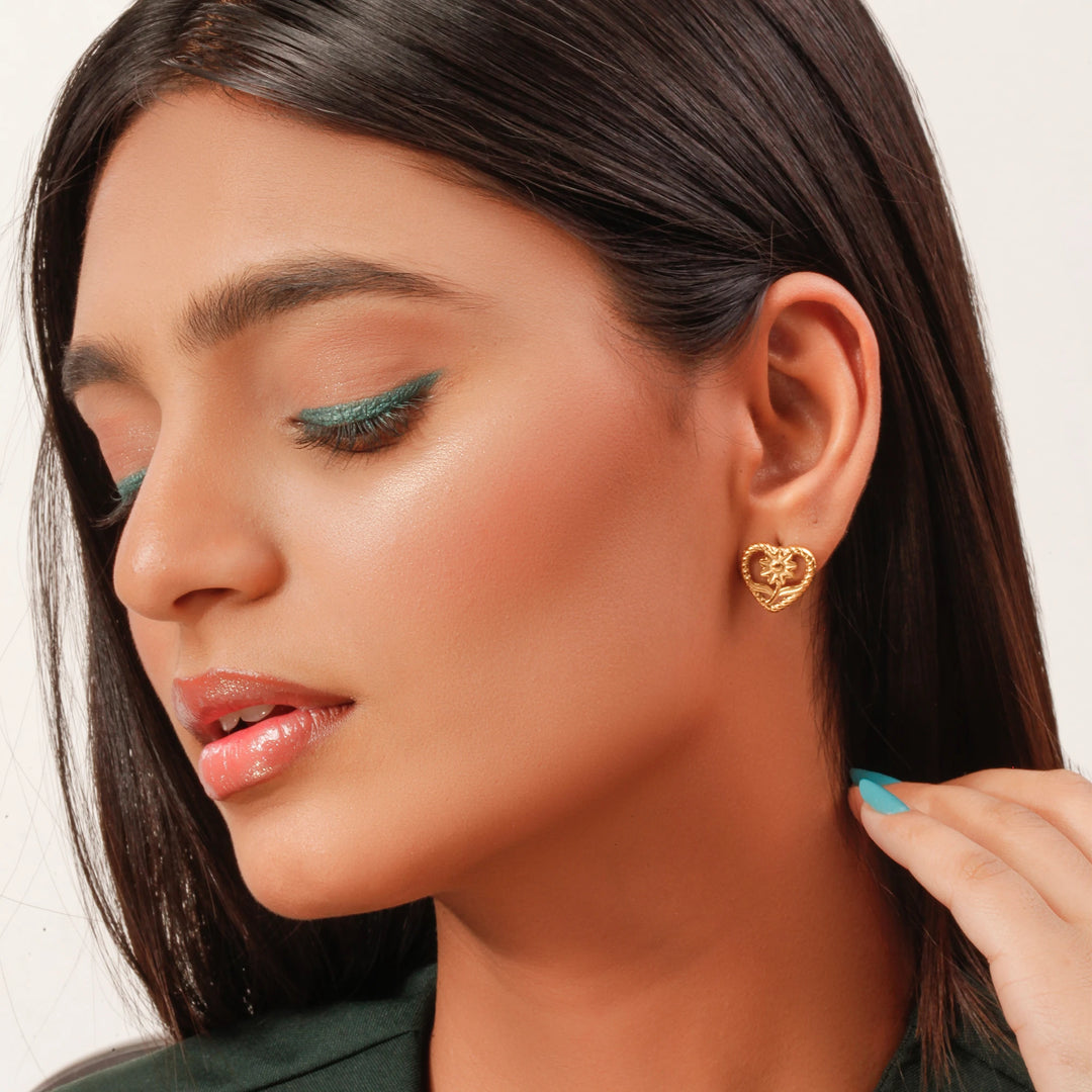 Floral Heart Drop Earrings