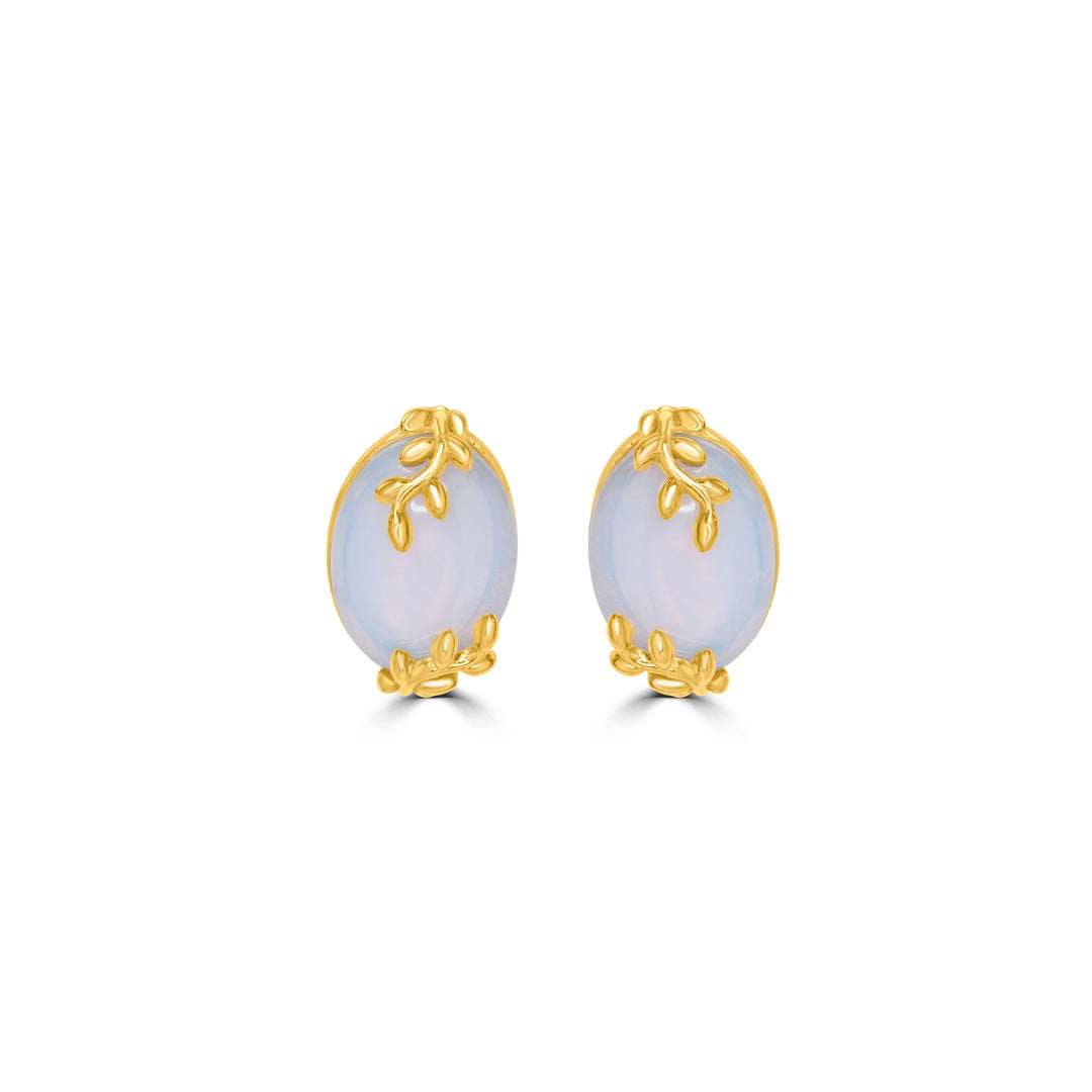 Ornate Oval Moonstone Earrings
