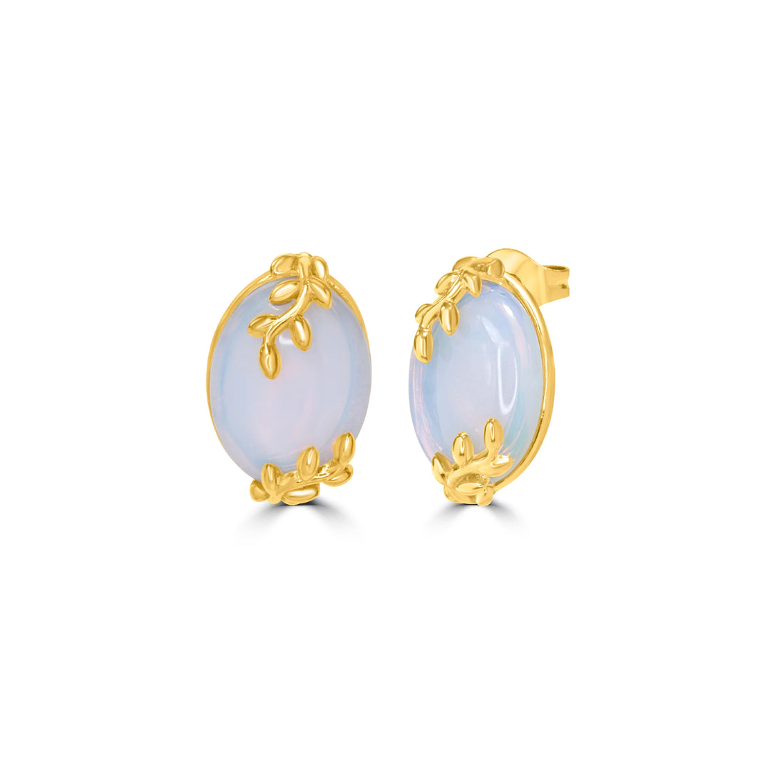 Ornate Oval Moonstone Earrings