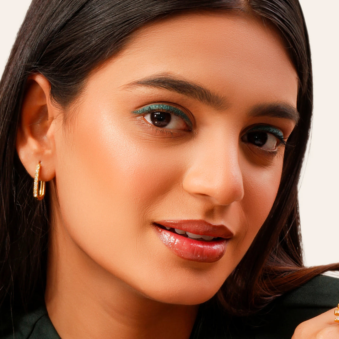 Thin Bar Rectangle Hoop Earrings