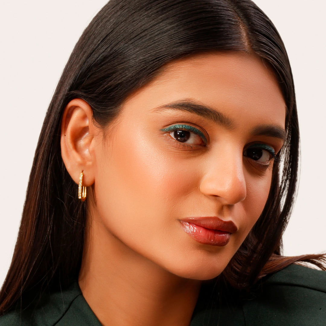 Thin Bar Rectangle Hoop Earrings