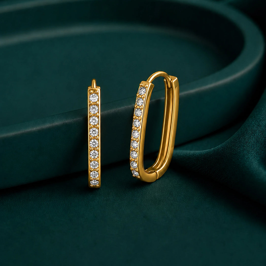 Thin Bar Rectangle Hoop Earrings