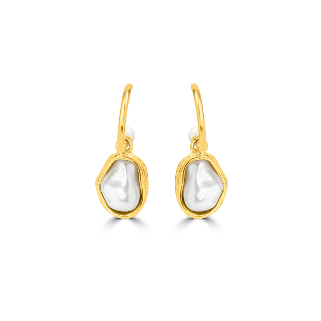 Floating Pearl Loop Earrings