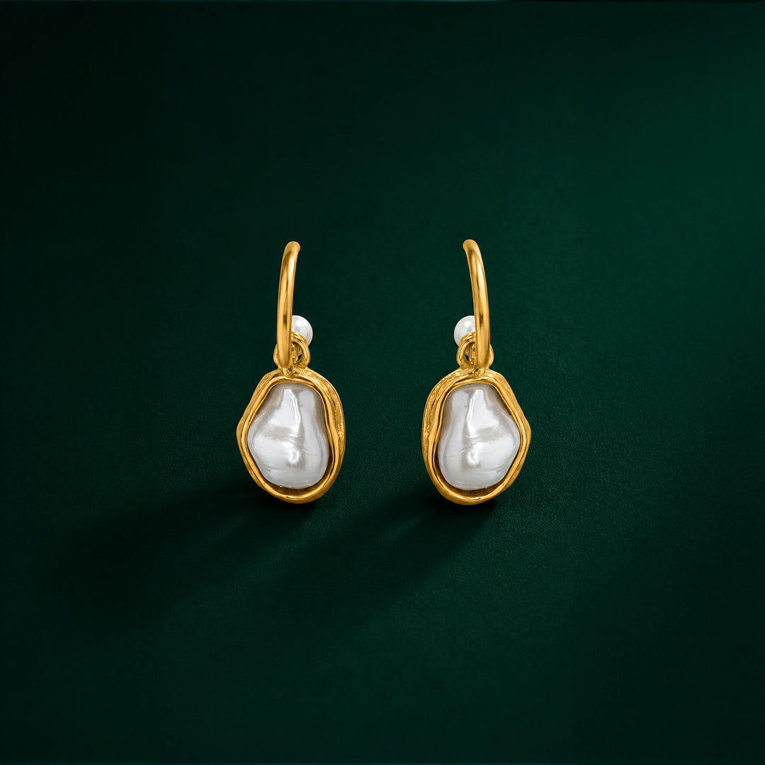 Floating Pearl Loop Earrings