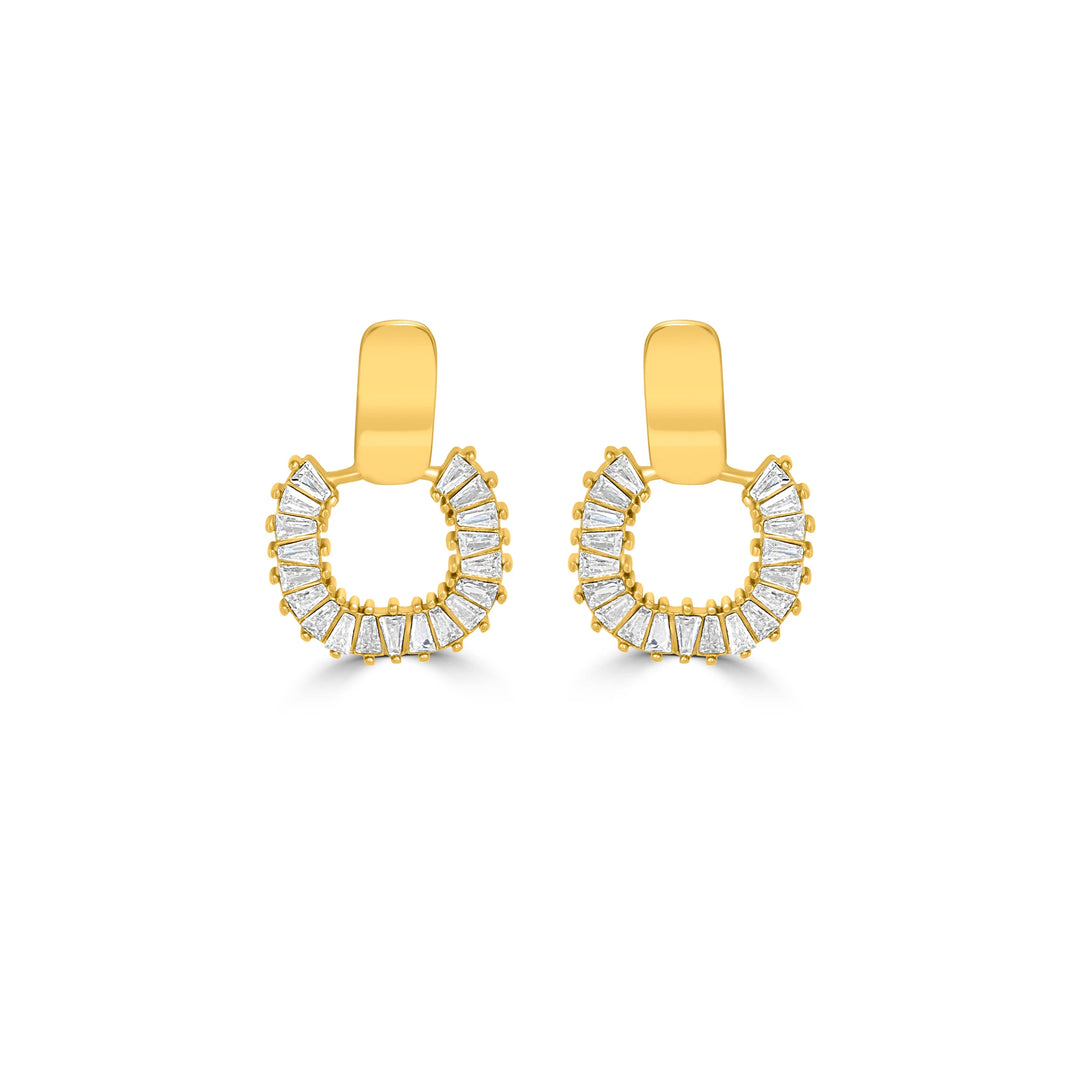 Mirror Finish White Stone Earrings