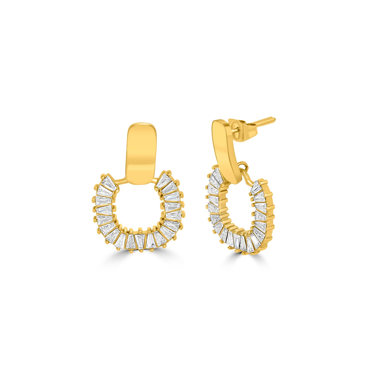 Mirror finish white stone earrings