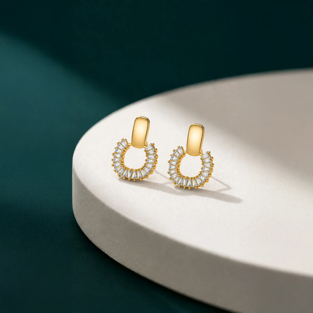 Mirror Finish White Stone Earrings