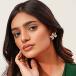 Load image into Gallery viewer, White Enamel Floral Stud Earrings
