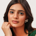 Load image into Gallery viewer, White Enamel Floral Stud Earrings
