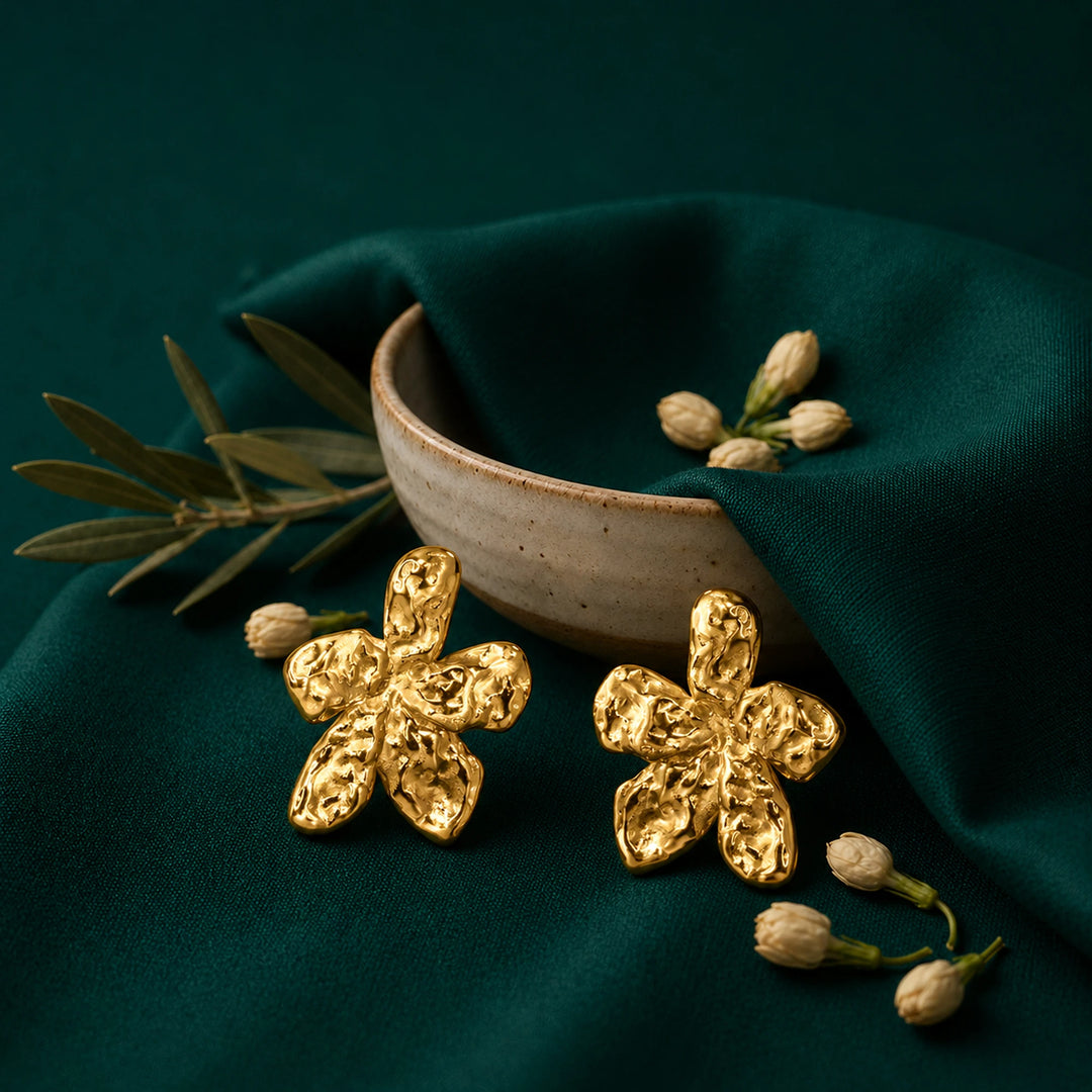 Textured Floral Stud Earrings