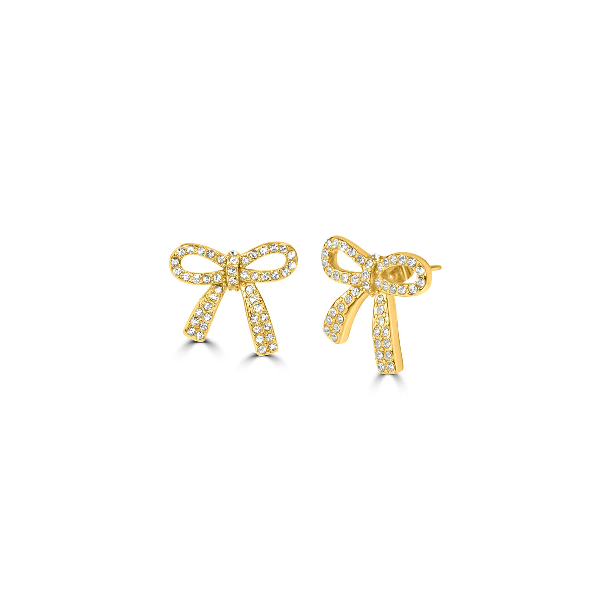 Crystal bow stud earrings