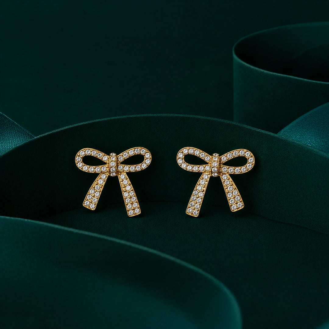 Crystal Bow Stud Earrings
