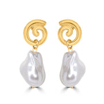Load image into Gallery viewer, Luna Pearl Dangle Earrings
