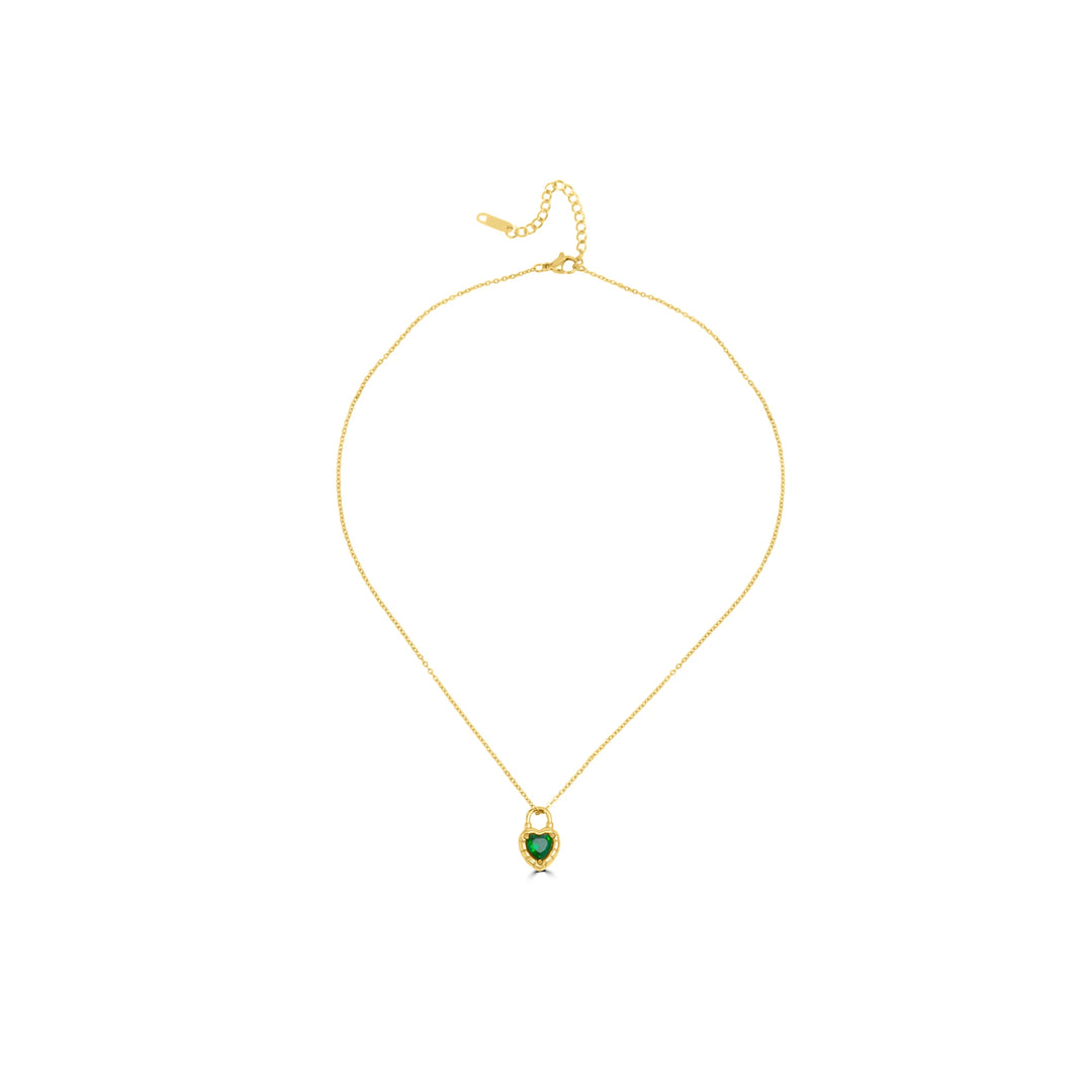 Emerald Heart Padlock Pendant