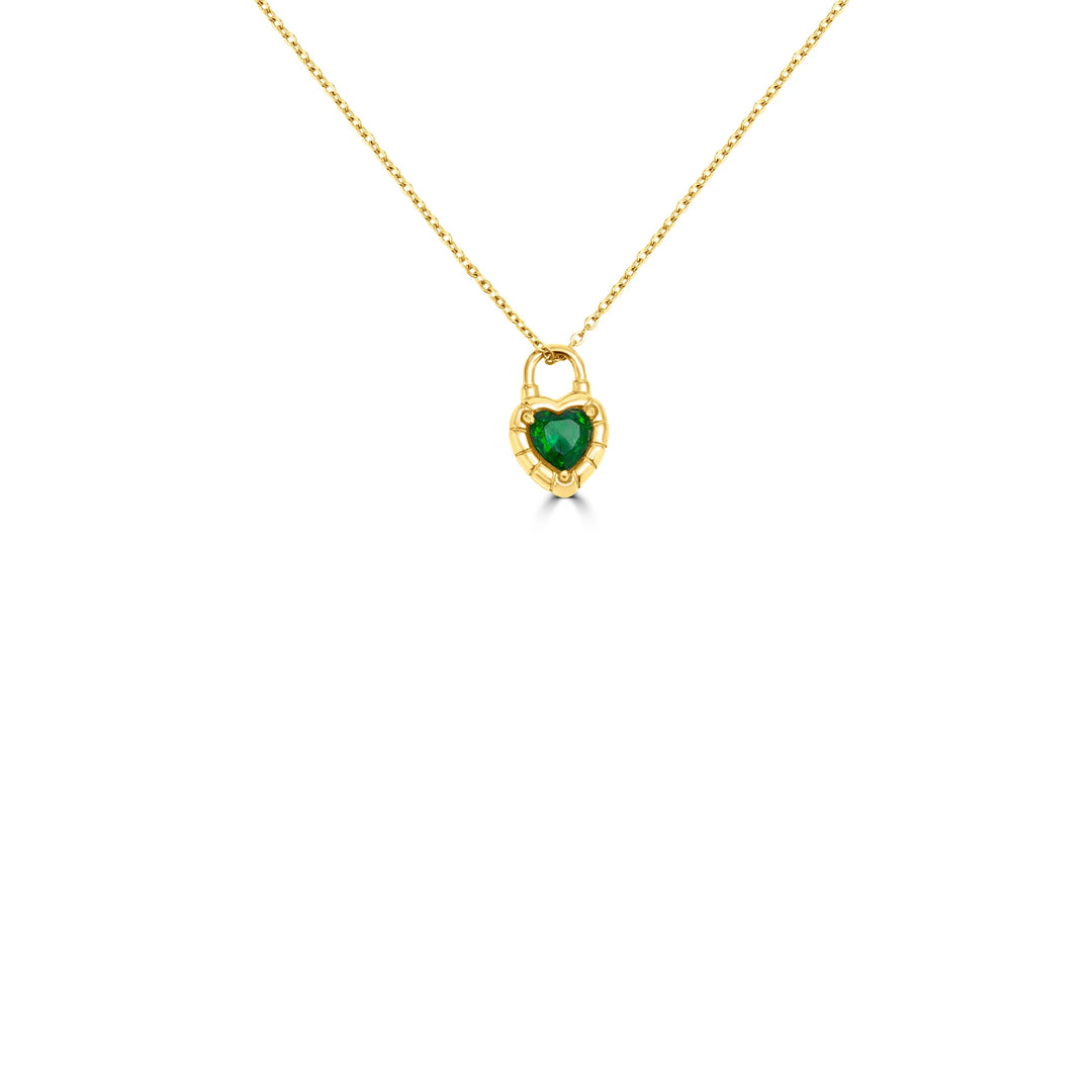 Emerald Heart Padlock Pendant
