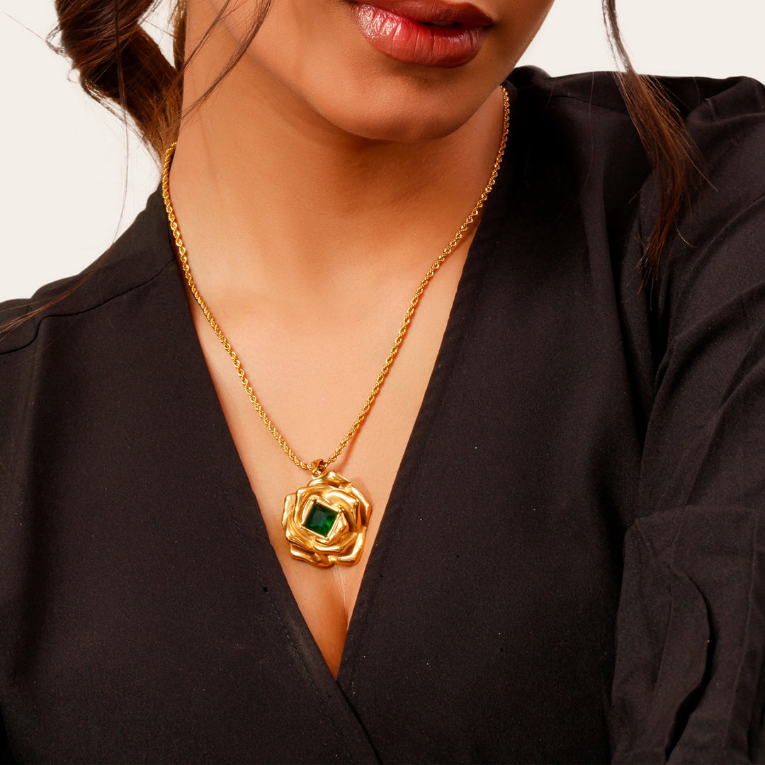 sculpted rose pendant
