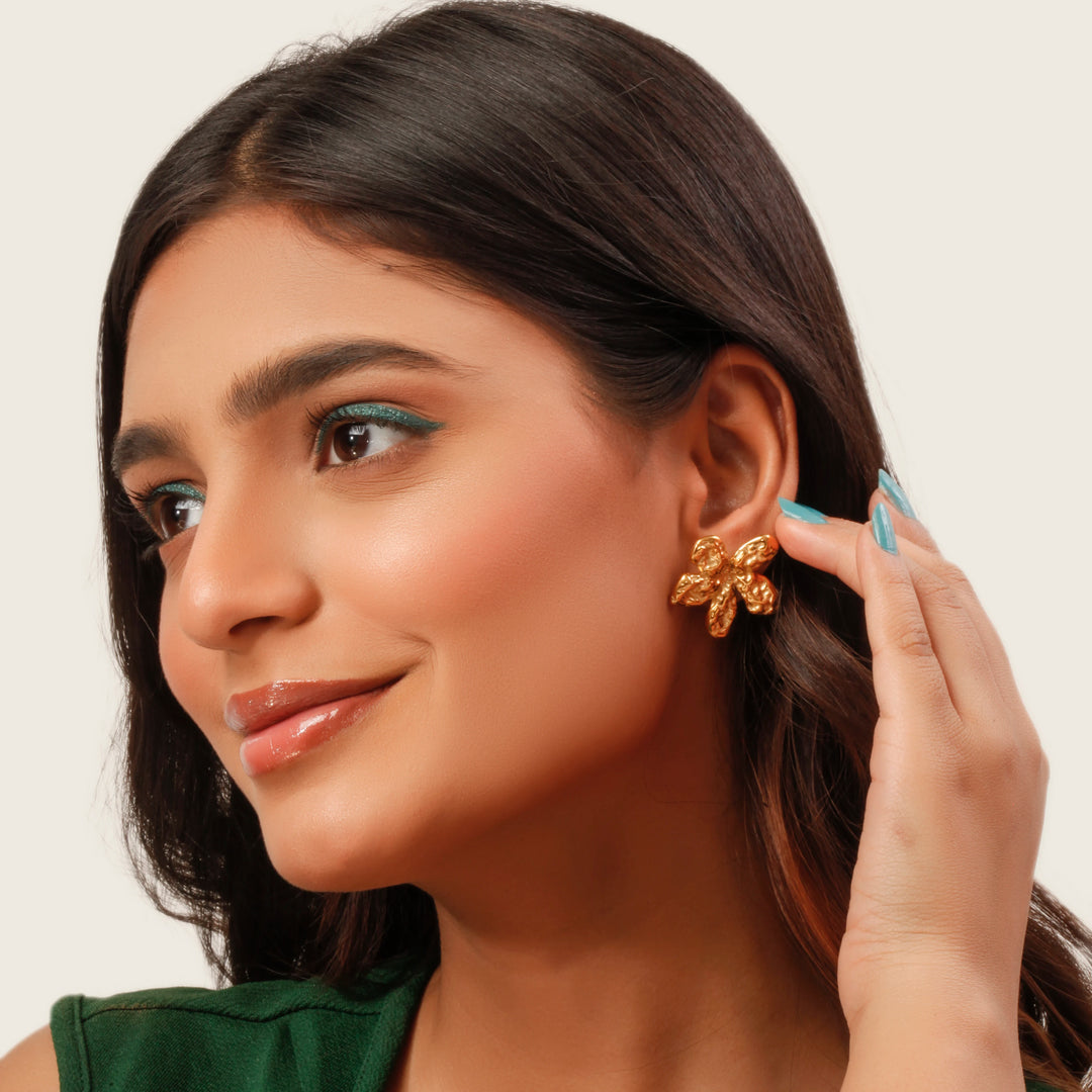 Textured Floral Stud Earrings