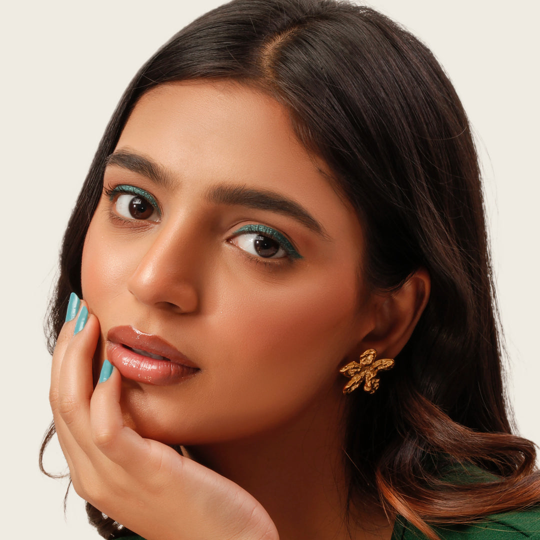 Textured Floral Stud Earrings