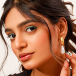 Load image into Gallery viewer, Orbit Pearl Drop Hoops
