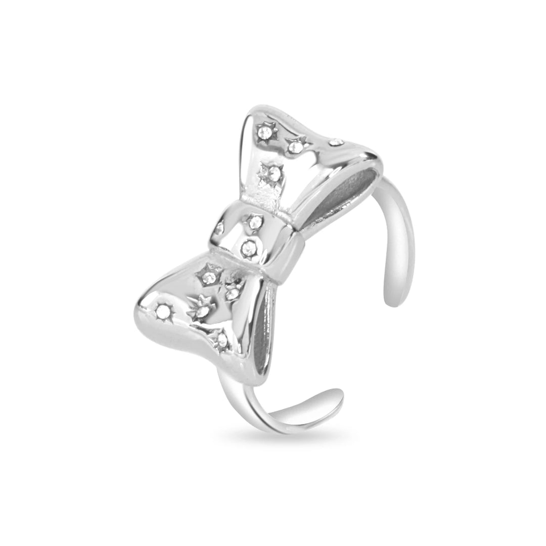Silver Bow Curve Ring