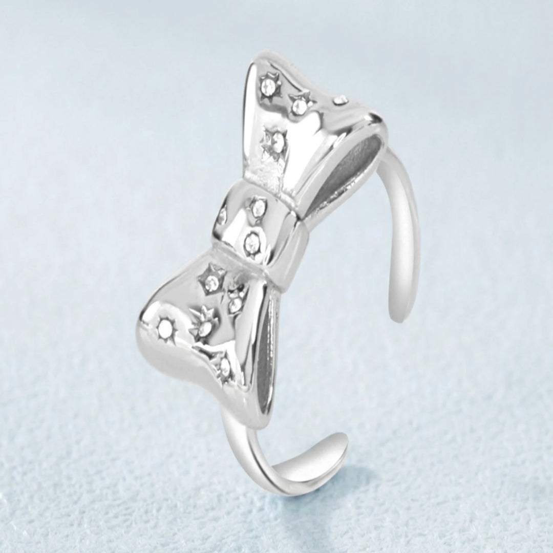 Silver Bow Curve Ring