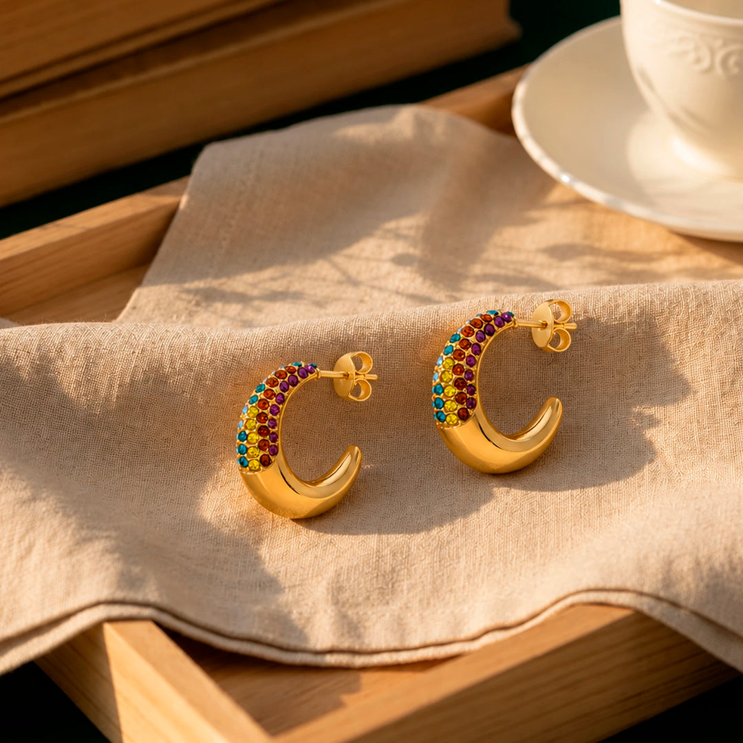 Multishade Half Hoop Earrings