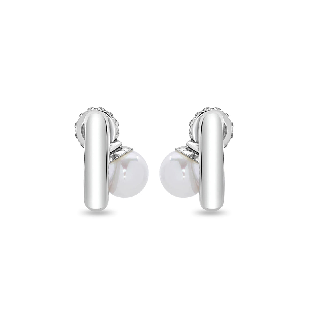 Pearl Drop Hoop Earrings