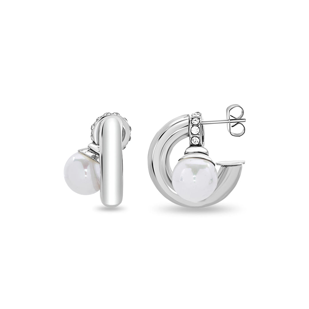 Pearl Drop Hoop Earrings