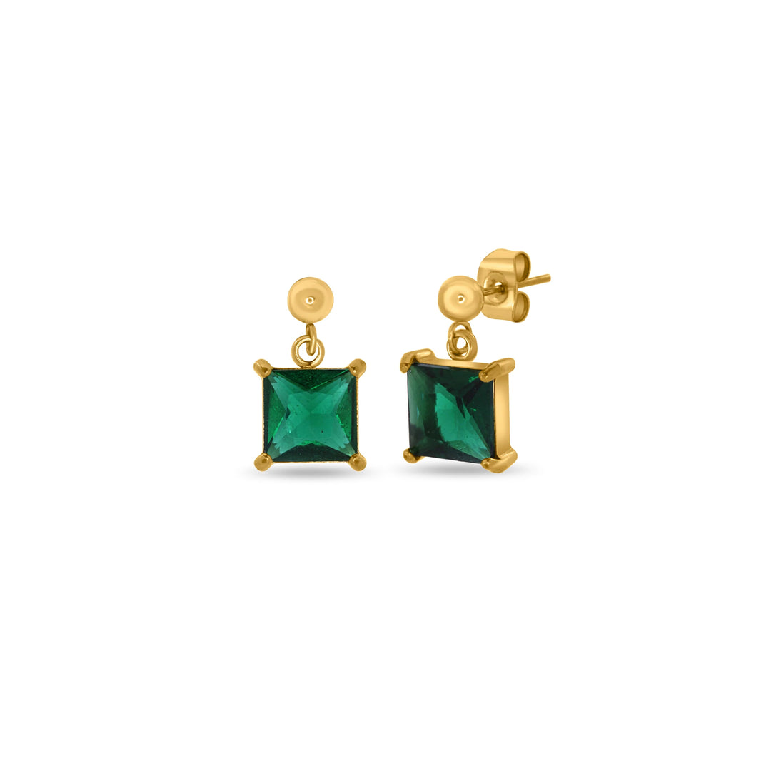 Princess cut Emerald Earrings