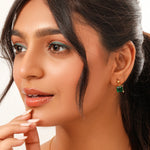 Load image into Gallery viewer, Princess cut Emerald Earrings
