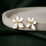Load image into Gallery viewer, White Enamel Floral Stud Earrings
