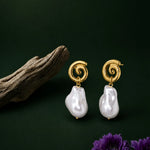 Load image into Gallery viewer, Luna Pearl Dangle Earrings

