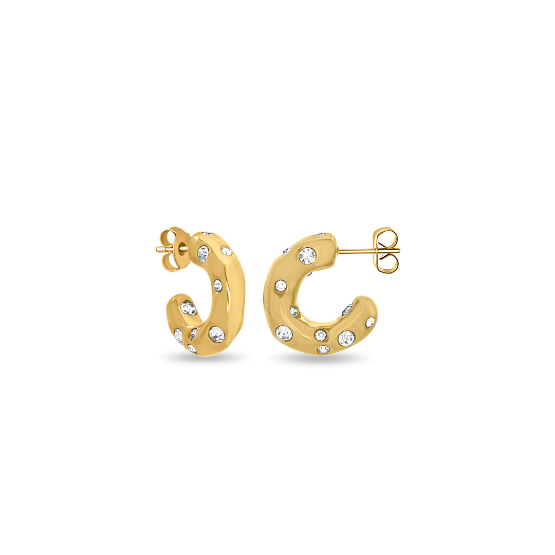 White Crystal Hoops