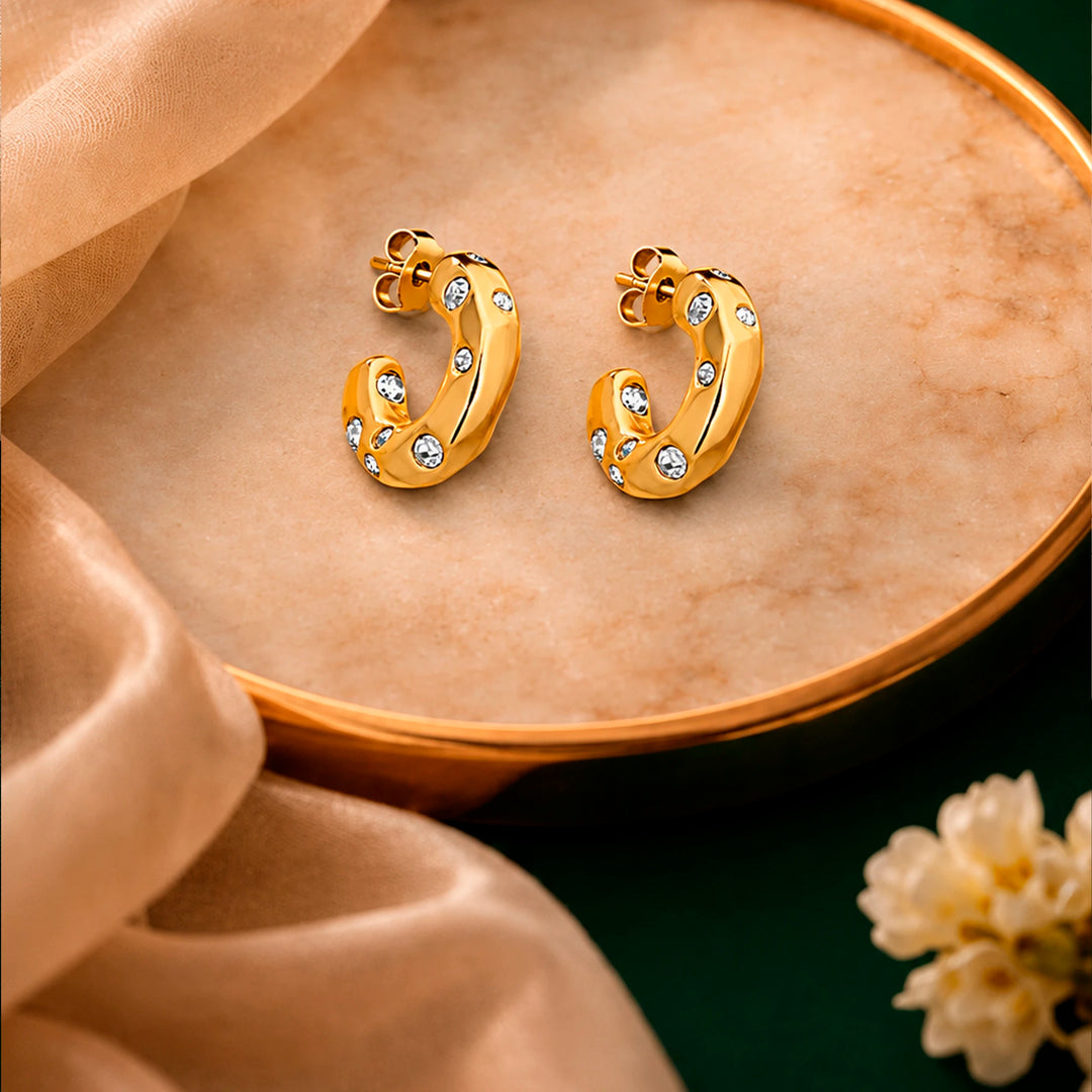 White Crystal Hoops