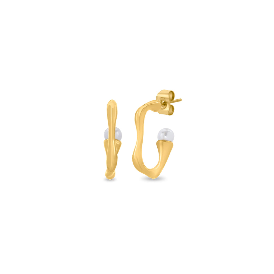 Zigzag Pearl Stone Earrings