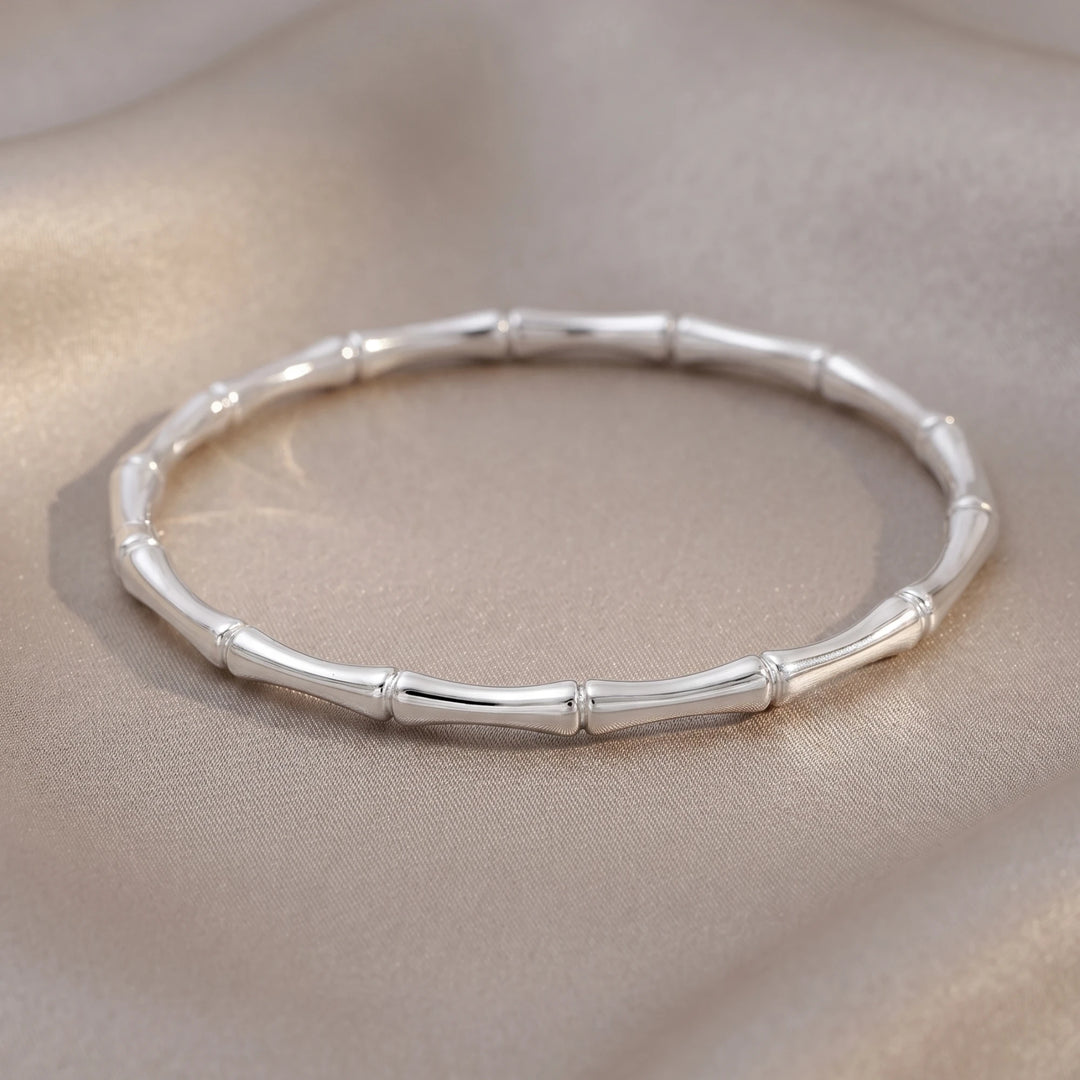 bamboo-inspired bangle (silver)