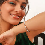 Load image into Gallery viewer, bamboo-inspired bangle (silver)

