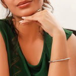 Load image into Gallery viewer, bamboo-inspired bangle (silver)
