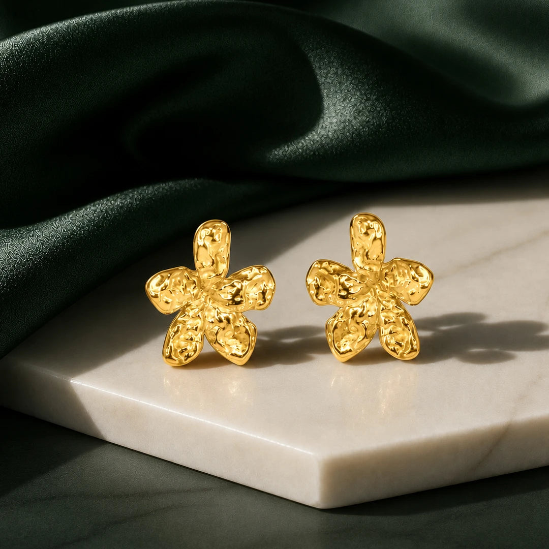 Textured Floral Stud Earrings